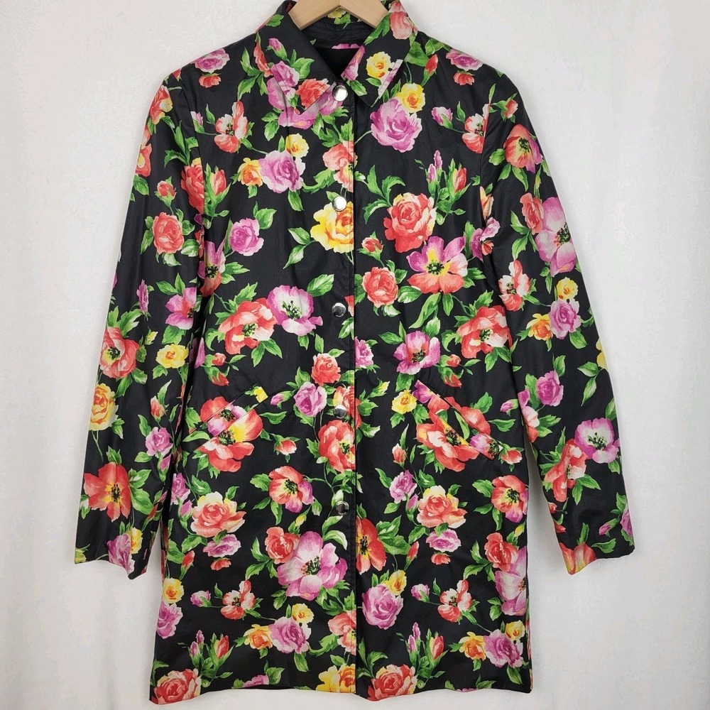 VTG 90s Jones New York Reversible Botanical Floral Coat Petite PP‎ Cottagecore